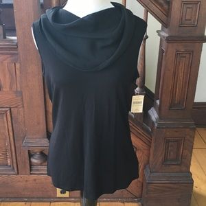 NWT Draped Collar Black Blouse